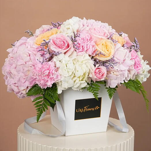 Roses And Hydrangeas In A Box