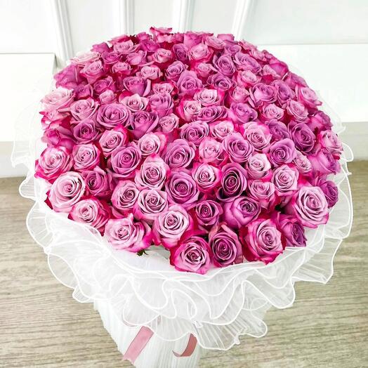 Розовые розы 101 шт