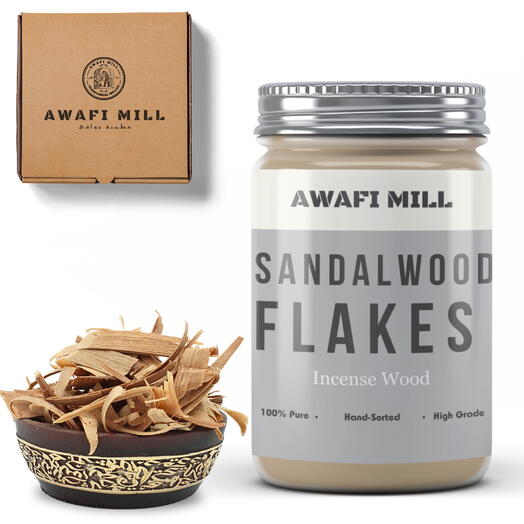 AWAFI MILL Sandalwood Flakes | Aromatic Splendor - Bottle of 100 Gram