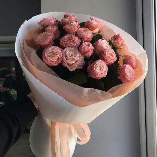 Bush roses are pink