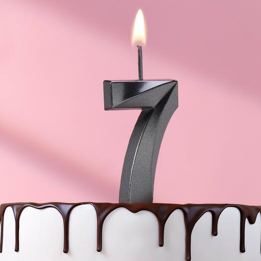 Свеча в торт на шпажке «‎Грань», цифра  "7", черная, 5 см