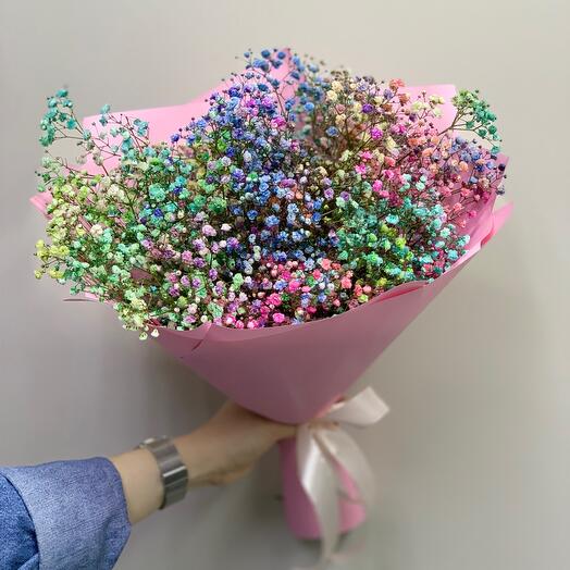 Акция🌈💕Букет «Радужное настроение из гипсофилы»