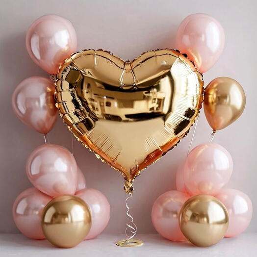 XL Шар гелий сердце золото. Foil helium ballon heart XL gold