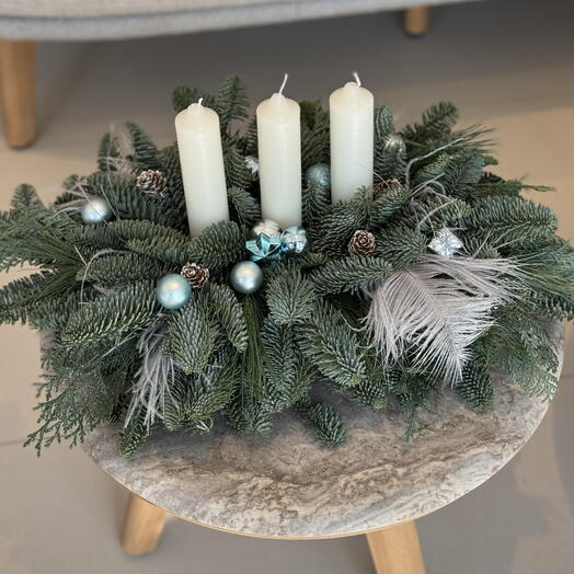 Christmas table centerpiece Ice blue