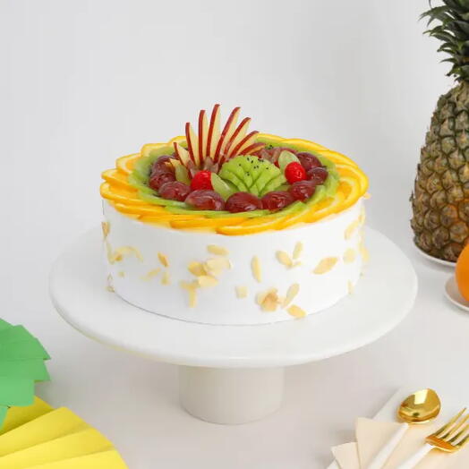 Mixed Fruit Cream Birthday Cake Eggless