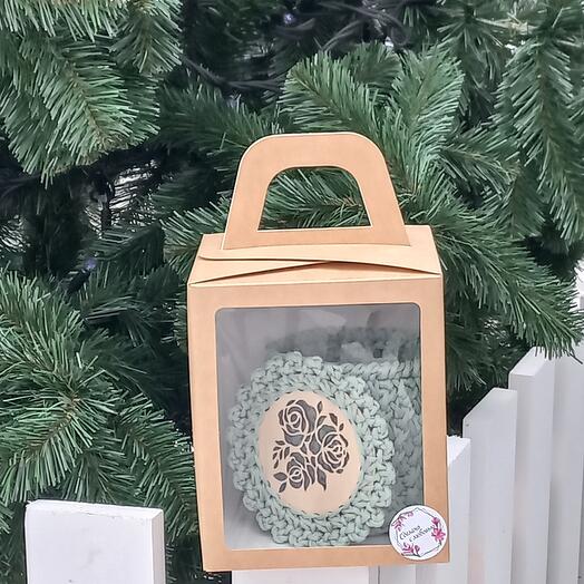 Набор Корзинка с подставкой под чашку мятный