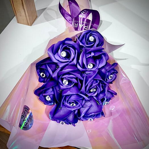 Purple Diamond Soap Flower