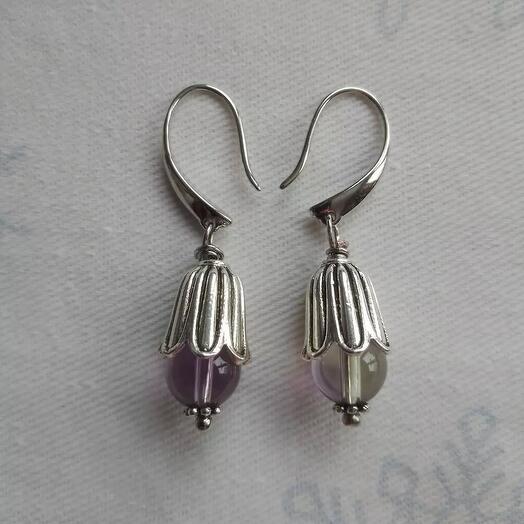 Серьги Колокольчики с аметрином