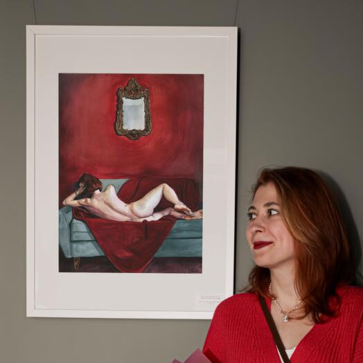 Акварельная интерьерная картина "Wine me, dine me, 69 me"