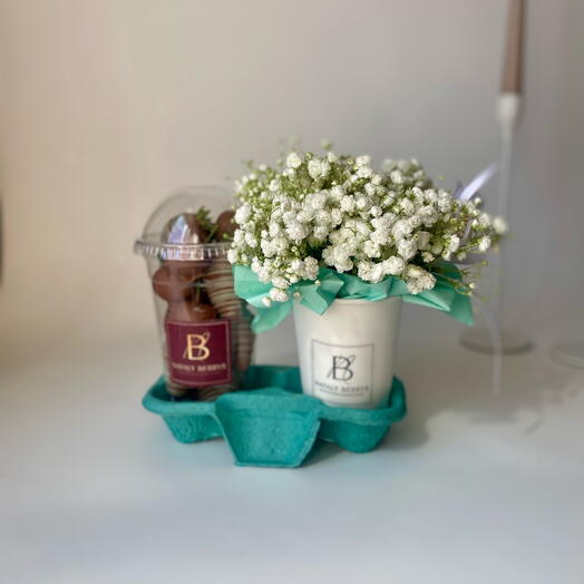 Flowers in a green box