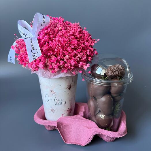 Strawberries and flowers are a nice compliment.