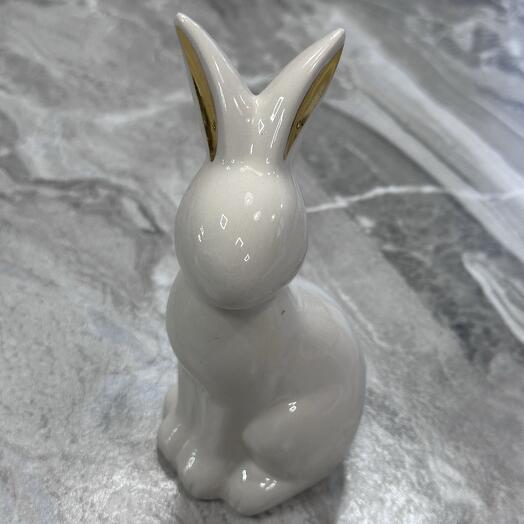 Зайка керамический с золотом на ушках