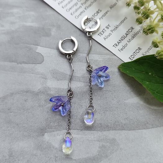 Серьги Голубой лен mini
