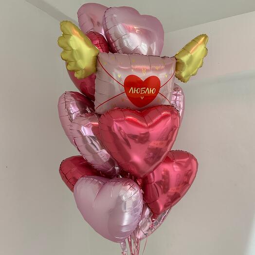 Bolas de corazones con San Valentín el 14 de febrero