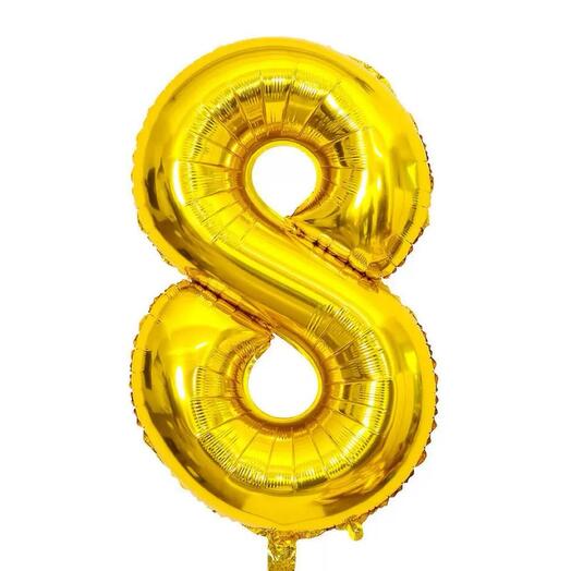 Шар золотой 8 (с гелием), высота 1м