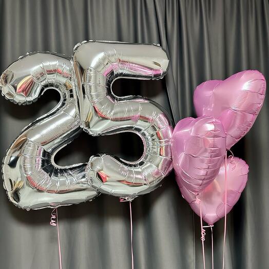 Сет шаров цифры  + сердца