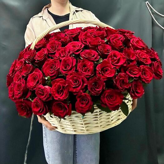 Корзина с розами 101 роза - магия
