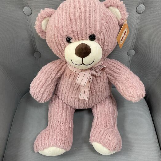 Розовый мишка с бантом