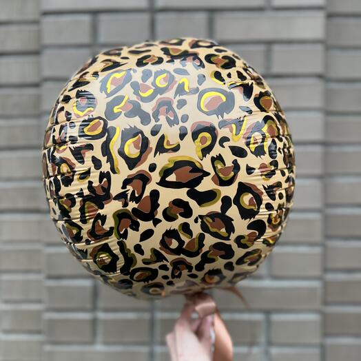 Шар Сфера 7D с воздухом на палочке «Леопард»