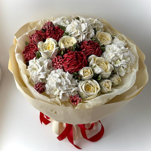 Зефирный букет на устойчиво ножке, 2 вкуса зефира