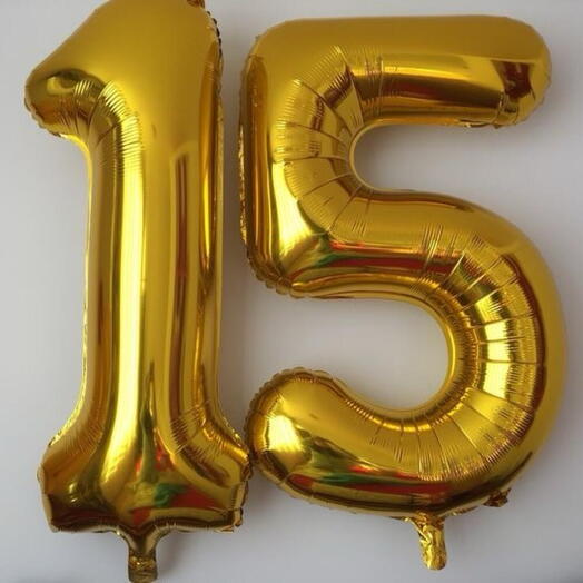 Шары фольгированные цифры золото «15»
