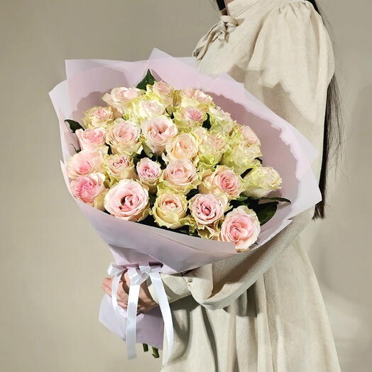 Розы Кения 25 шт оригинальный букет les fleur (В0126)