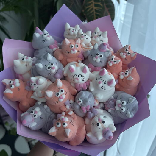 Букет из котиков маршмеллоу
