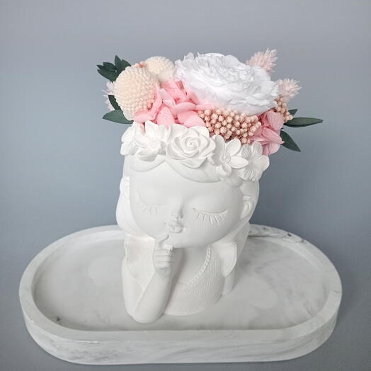 Композиция "Девочка" с розой и гортензией, букет для девушки