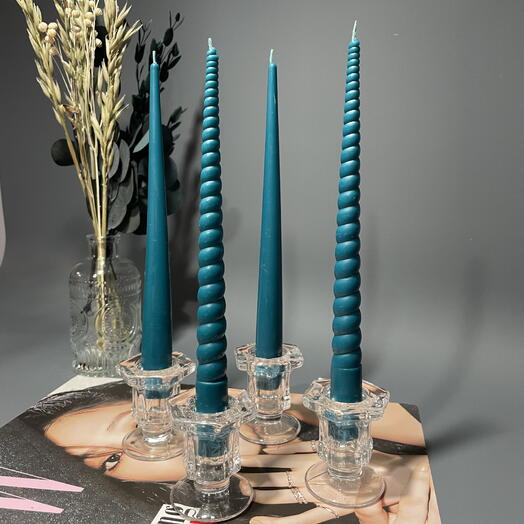 Набор из 4 свечей в Изумрудном цвете