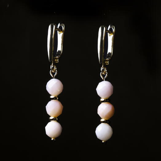 Серьги Ваниль Розовый опал 14K (EAR1146)