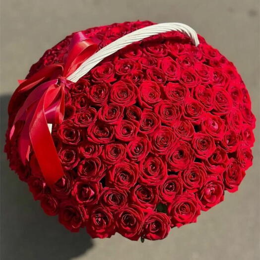 ️️️💋💋💋 love 101 Красная роза в Корзине