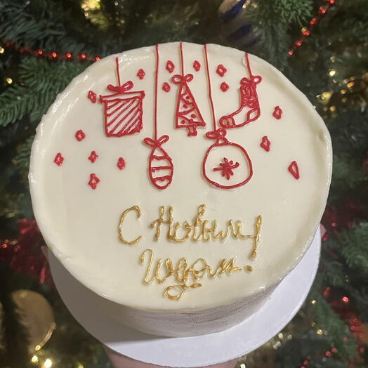 800г Бенто-торт новогодний с игрушками