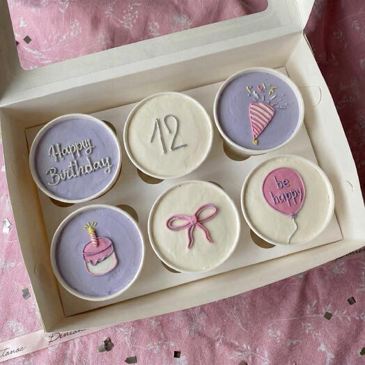 Набор тортов в стакане 6 шт cake to go на день рождения 12 лет фиолетовый