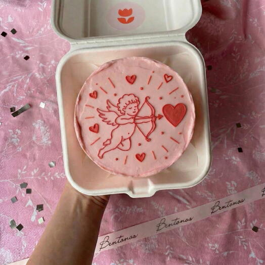 Бенто торт на День Святого Валентина Купидон стреляет в сердце, коллекция «14 февраля»