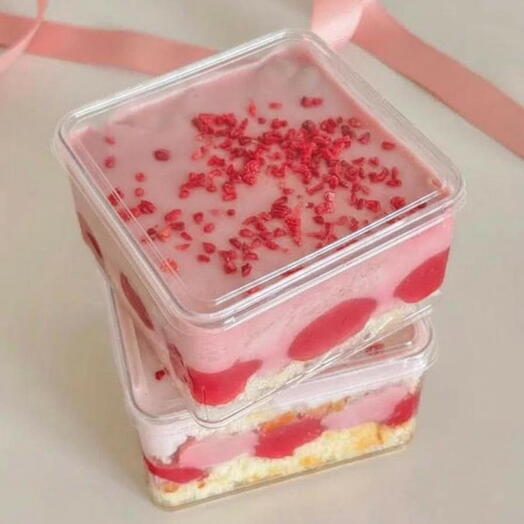 Кейк бокс 2 шт, cake in box, торт в боксе, саке to go малиновый