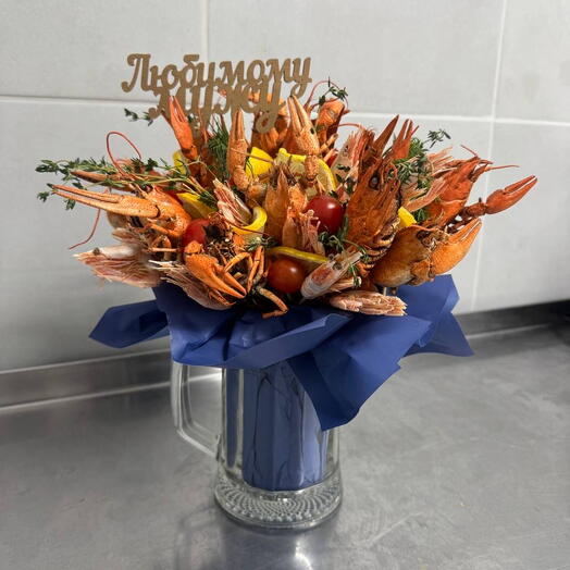 Пивная кружка «Хмель и раки» с вареными раками