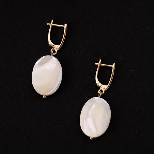 Серьги Крокус Белый перламутр 14K (EAR1132)