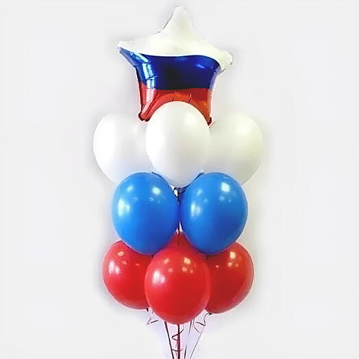 Фонтанчик шаров на 23 февраля Триколор