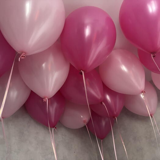 Гелиевые воздушные шары под потолок розовые, фуксия 15 шт