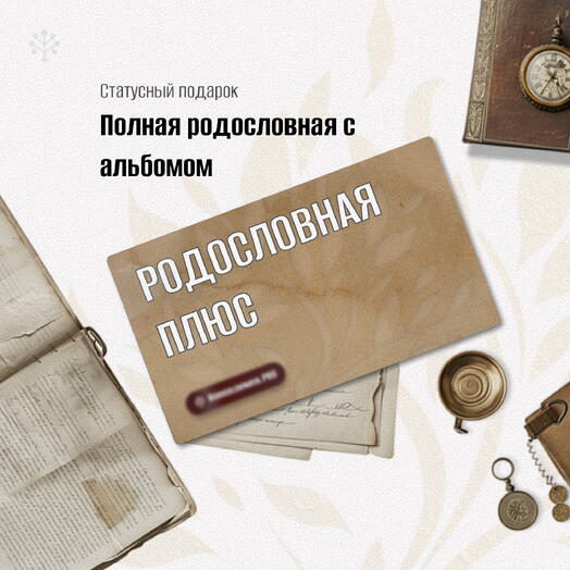 🎖 Подарок мужчине с историей 🎁 Электронный сертификат «Родословная — пакет Плюс»