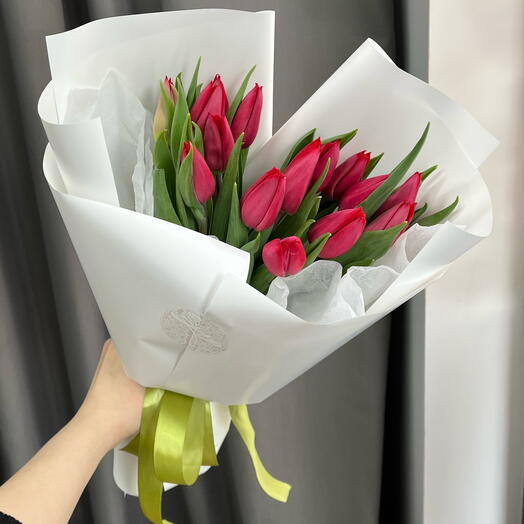 💋Букет 15 Красных тюльпанов💋