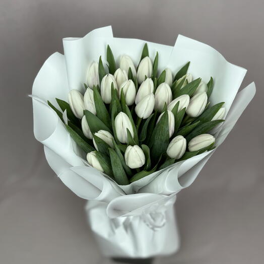 29 белых тюльпанов, нежный букет🤍🌷