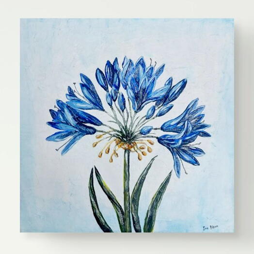 Агапантус— фактурная картина маслом в современном ботаническом стиле / Textured Oil Painting Agapanthus — Botanical Art