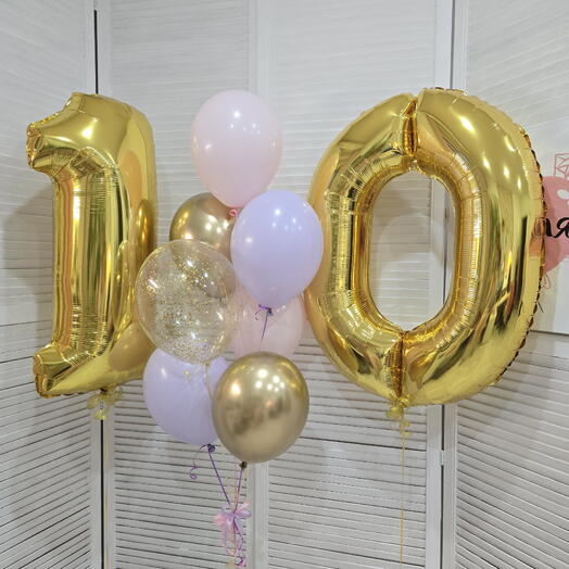 Композиция из шаров 10 прекрасных лет"