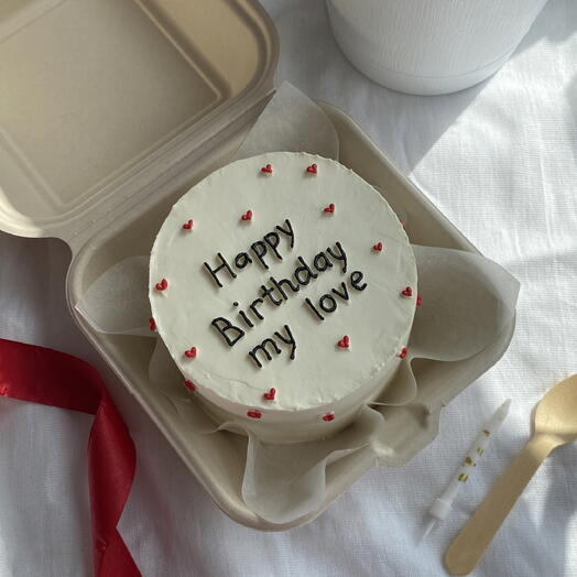 Торт happy birthday my love с сердечками