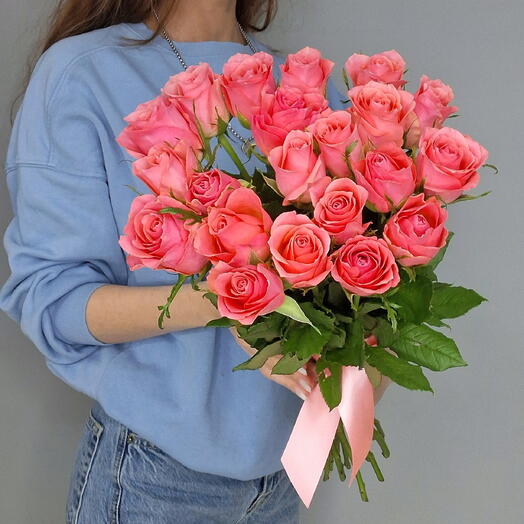 Букет из 21 коралловой розы 40 см ️