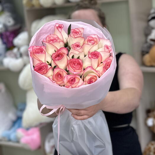 АКЦИЯ ‼️🌸 Моно букет 15 нежных роз 🎀