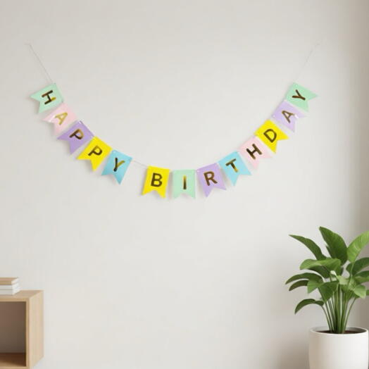 Гирлянда-флажки «Happy Birthday», пастель микс, 500 см