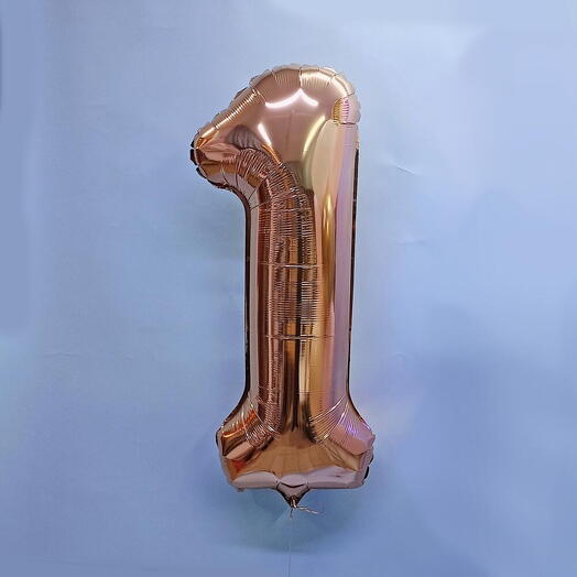 Фольгированный шар цифра единица - 1 пыльная роза, 102 см (40 дюймов) с гелием