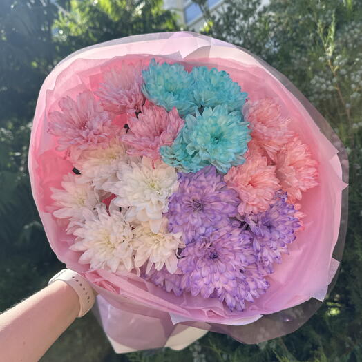 Дофаминовый букет из кустовых хризантем 💜